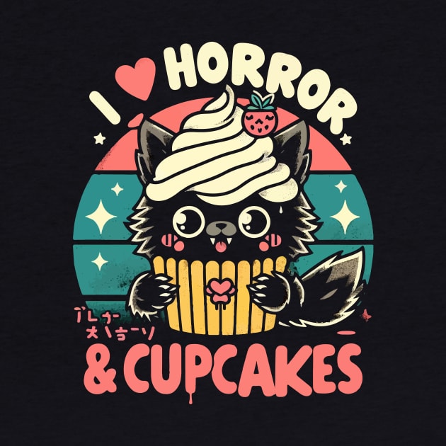 I Love Horror and Cupcakes - Creepy Cute Goth Kawaii Werewolf by QuirkyInk